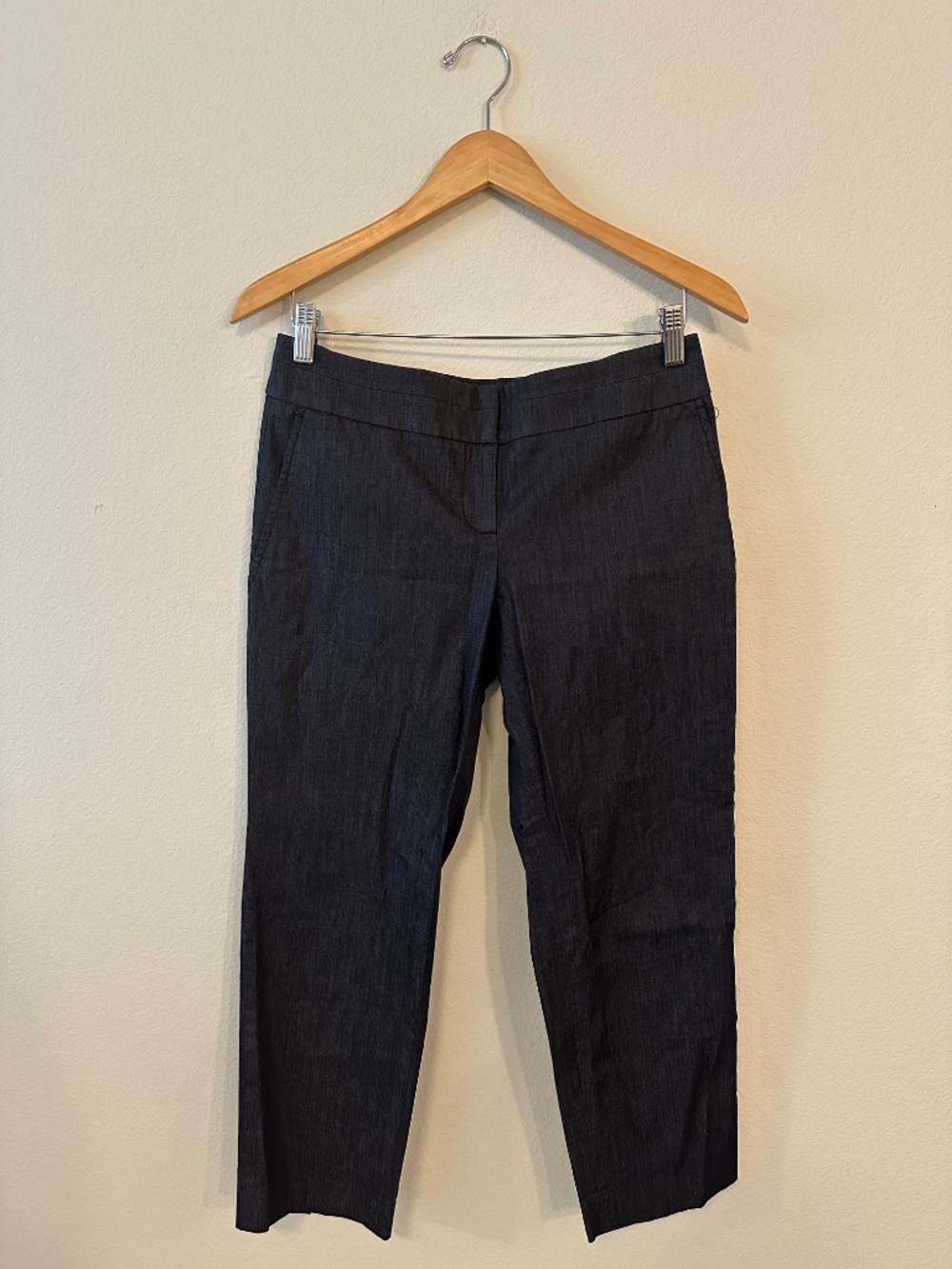LOFT Marisa Dark Wash Denim Look Cropped Pants Women's 4 Career